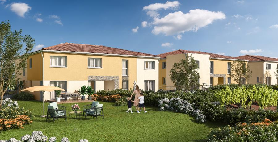 Programme immobilier neuf à Ternay : les Carrés des Vignes, duplex jardin perspective